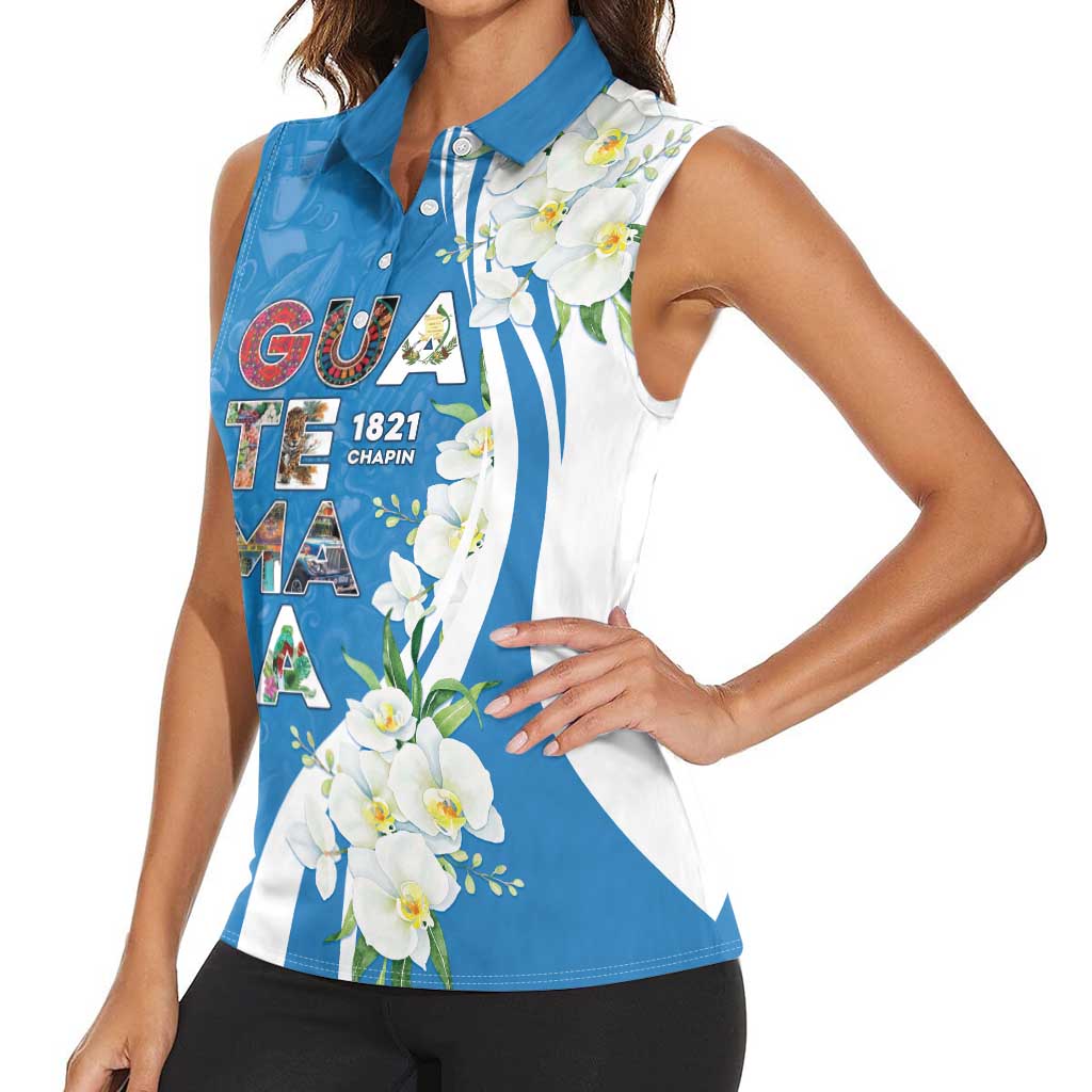 Guatemala 1821 Chapin Women Sleeveless Polo Shirt Happy Independence Day - Wonder Print Shop