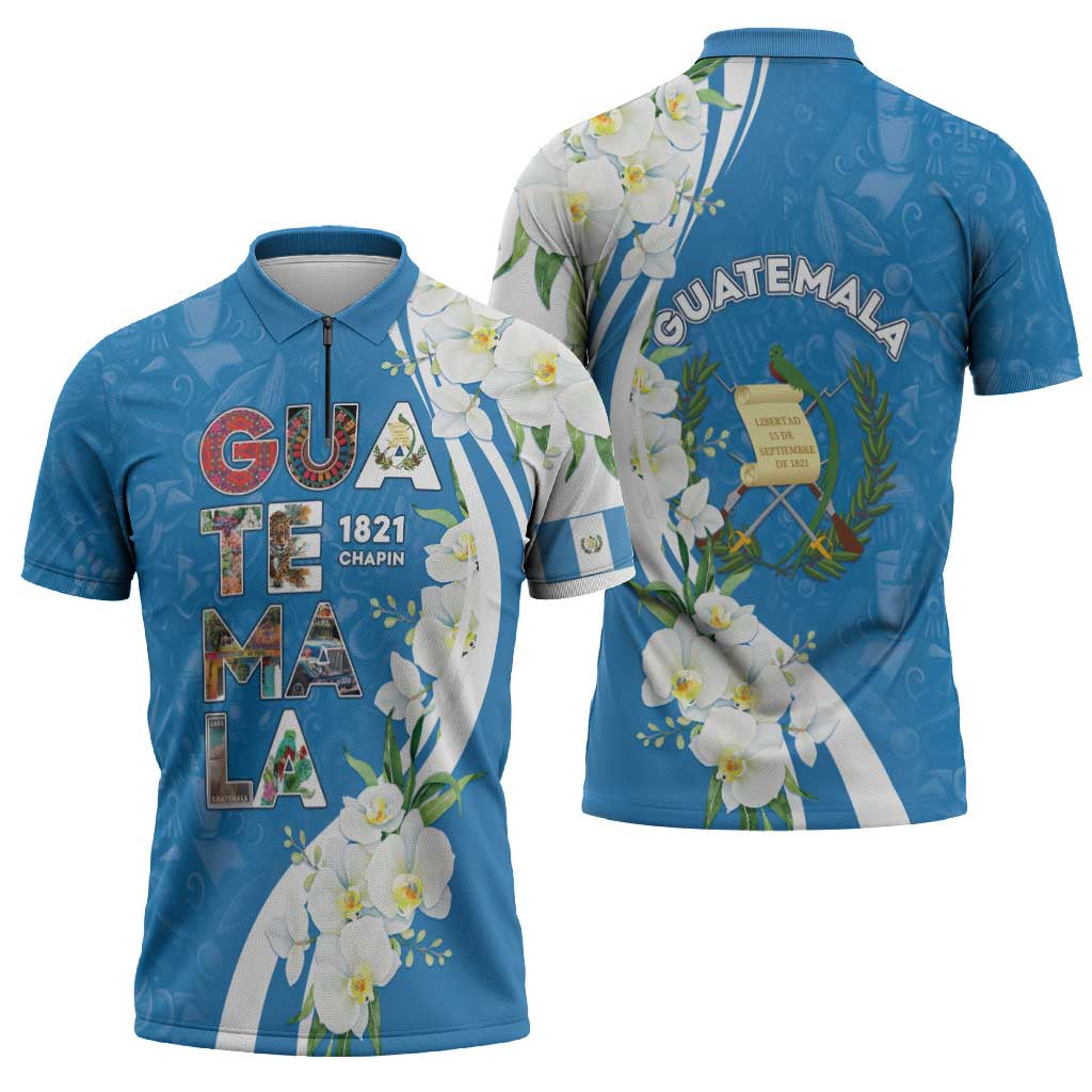 Guatemala 1821 Chapin Zipper Polo Shirt Happy Independence Day - Wonder Print Shop
