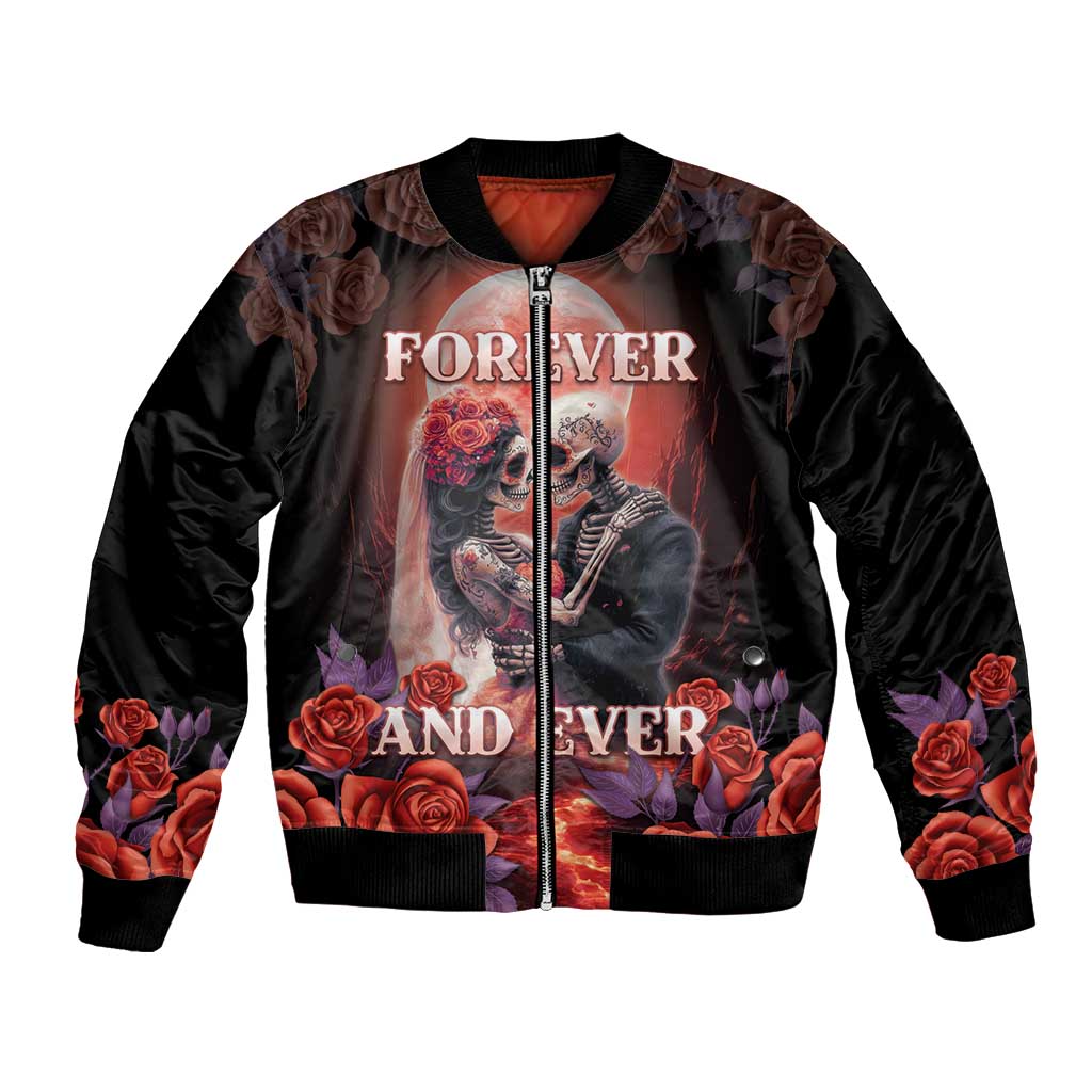 Personalised Day of Dead Couple Sugar Skull Bomber Jacket Forever and Ever! LT05 - Wonder Print Shop