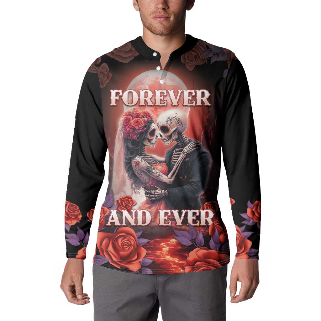 Personalised Day of Dead Couple Sugar Skull Button Sweatshirt Forever and Ever! LT05 - Wonder Print Shop