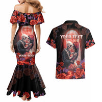 Personalised Day of Dead Couple Sugar Skull Couples Matching Mermaid Dress and Hawaiian Shirt Forever and Ever! LT05 - Wonder Print Shop
