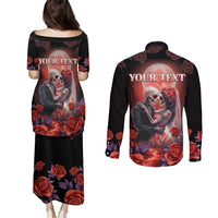 Personalised Day of Dead Couple Sugar Skull Couples Matching Puletasi and Long Sleeve Button Shirt Forever and Ever! LT05 - Wonder Print Shop
