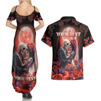 Personalised Day of Dead Couple Sugar Skull Couples Matching Summer Maxi Dress and Hawaiian Shirt Forever and Ever! LT05 - Wonder Print Shop