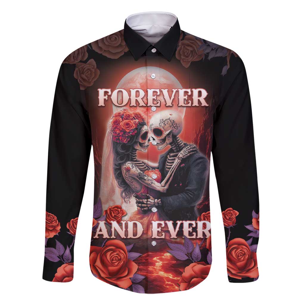 Personalised Day of Dead Couple Sugar Skull Family Matching Short Sleeve Bodycon Dress and Hawaiian Shirt Forever and Ever! LT05 - Wonder Print Shop