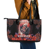 Day of Dead Couple Sugar Skull Leather Tote Bag Forever and Ever! LT05 - Wonder Print Shop