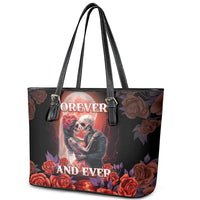 Day of Dead Couple Sugar Skull Leather Tote Bag Forever and Ever! LT05 - Wonder Print Shop