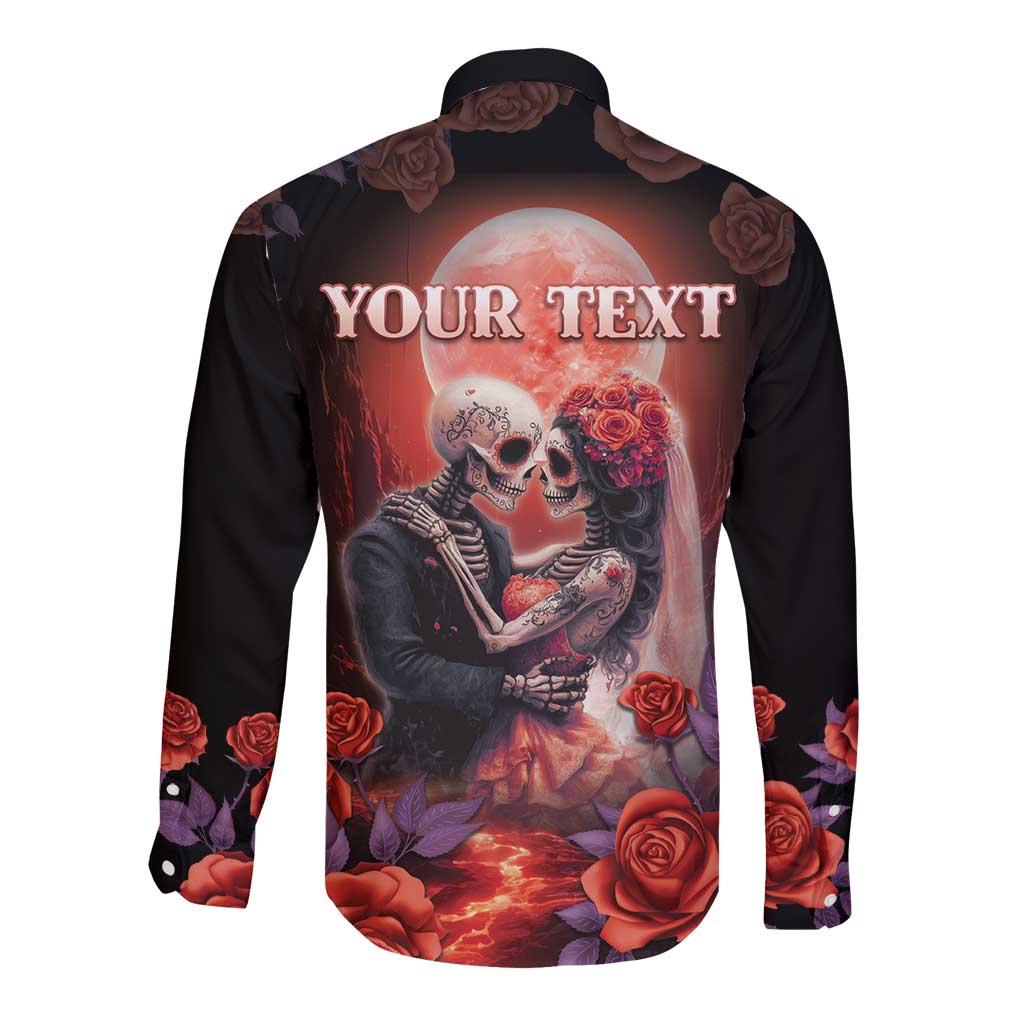 Personalised Day of Dead Couple Sugar Skull Long Sleeve Button Shirt Forever and Ever! LT05 - Wonder Print Shop