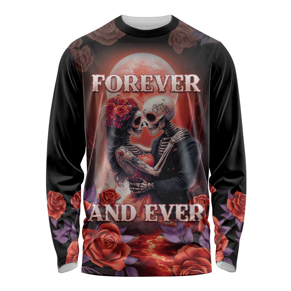 Personalised Day of Dead Couple Sugar Skull Long Sleeve Shirt Forever and Ever! LT05 - Wonder Print Shop