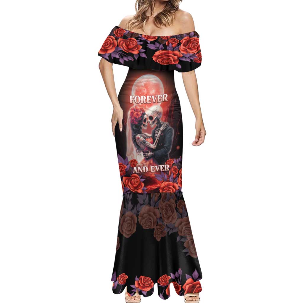 Personalised Day of Dead Couple Sugar Skull Mermaid Dress Forever and Ever! LT05 - Wonder Print Shop