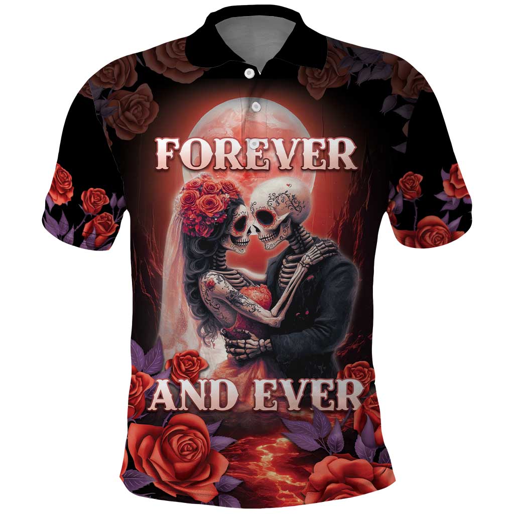 Personalised Day of Dead Couple Sugar Skull Polo Shirt Forever and Ever! LT05 - Wonder Print Shop