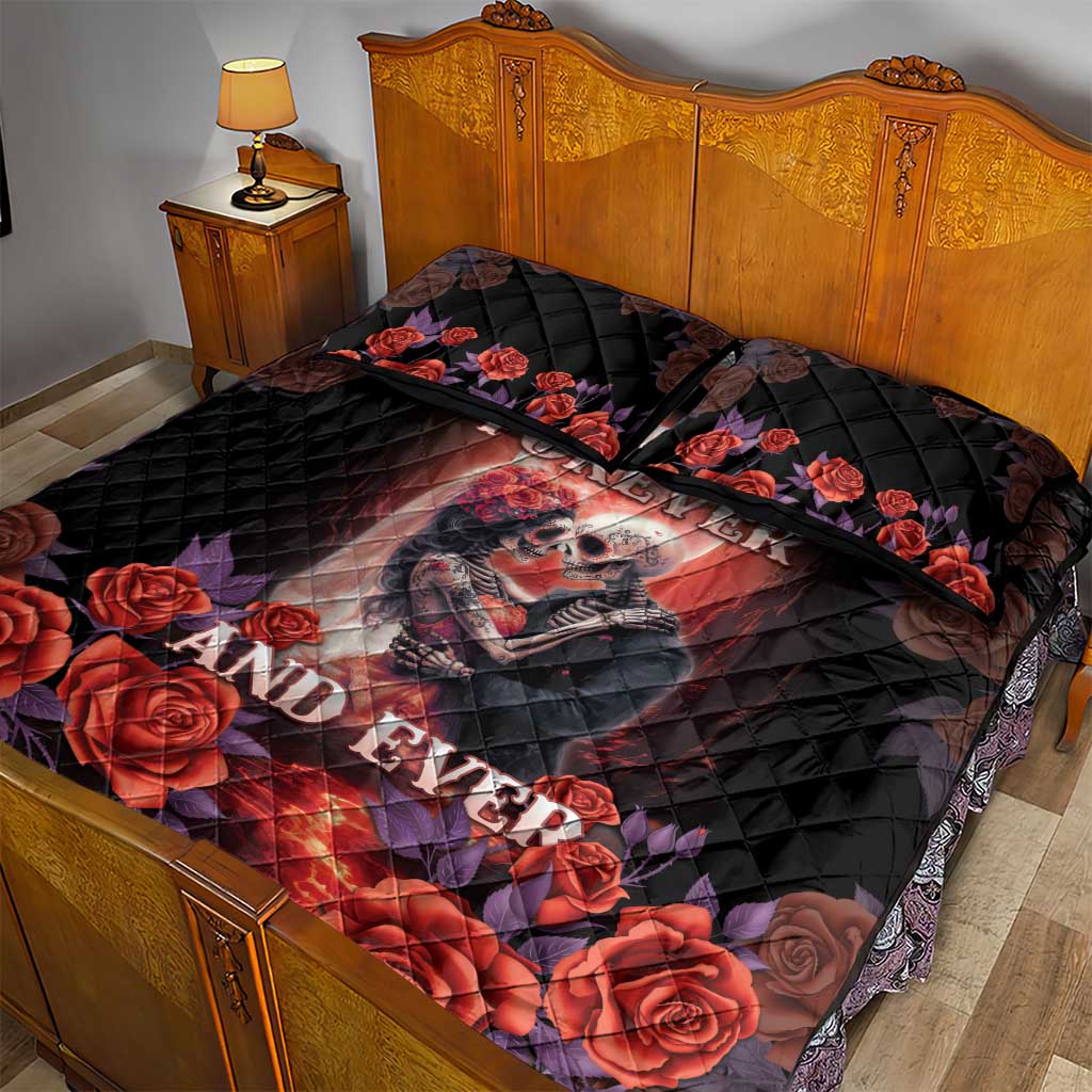 Day of Dead Couple Sugar Skull Quilt Bed Set Forever and Ever! LT05 - Wonder Print Shop