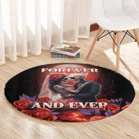 Day of Dead Couple Sugar Skull Round Carpet Forever and Ever!