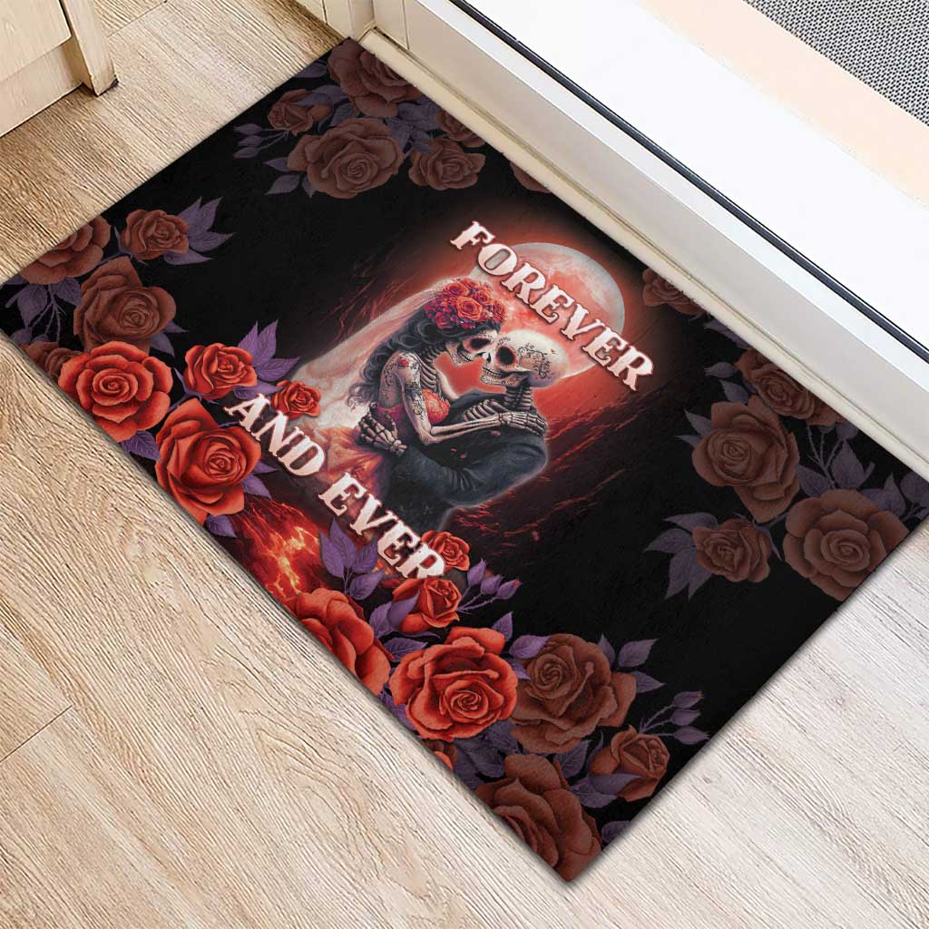 Day of Dead Couple Sugar Skull Rubber Doormat Forever and Ever! LT05 - Wonder Print Shop