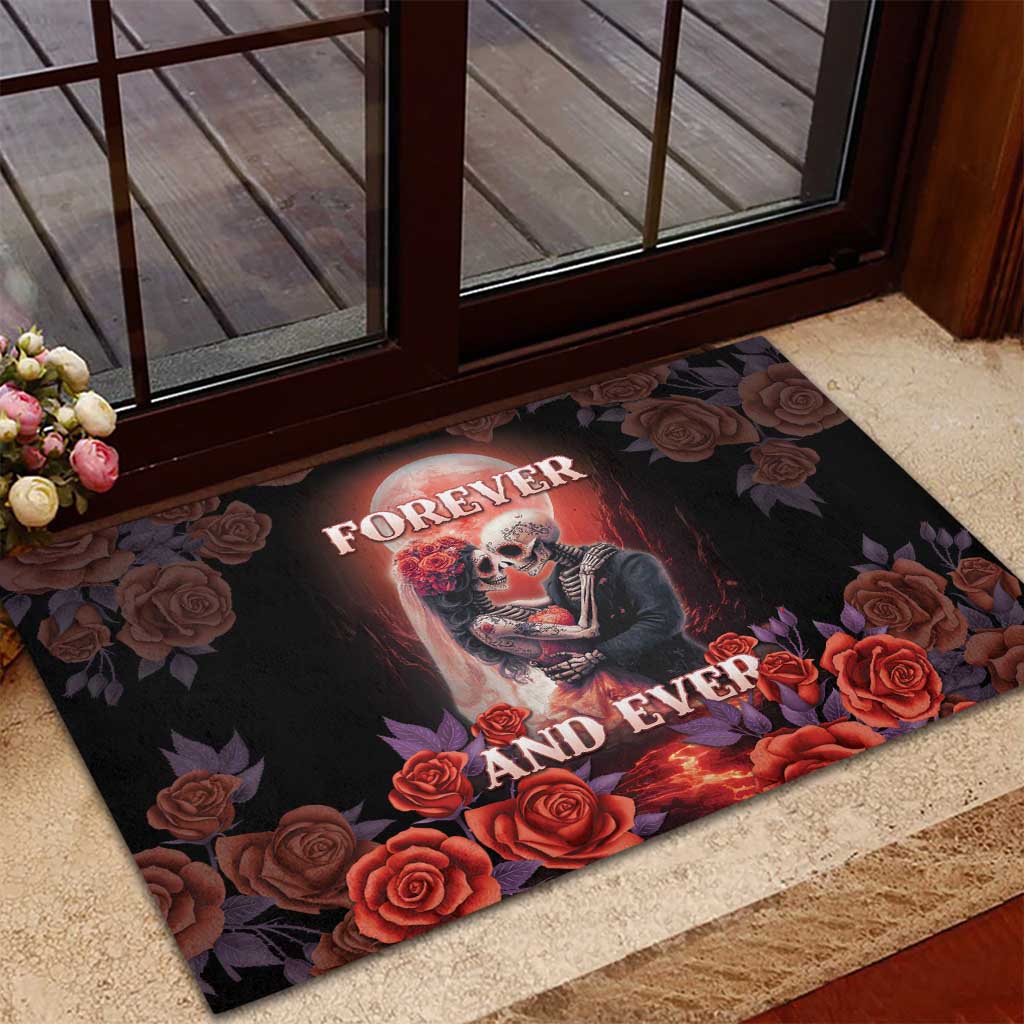 Day of Dead Couple Sugar Skull Rubber Doormat Forever and Ever! LT05 - Wonder Print Shop