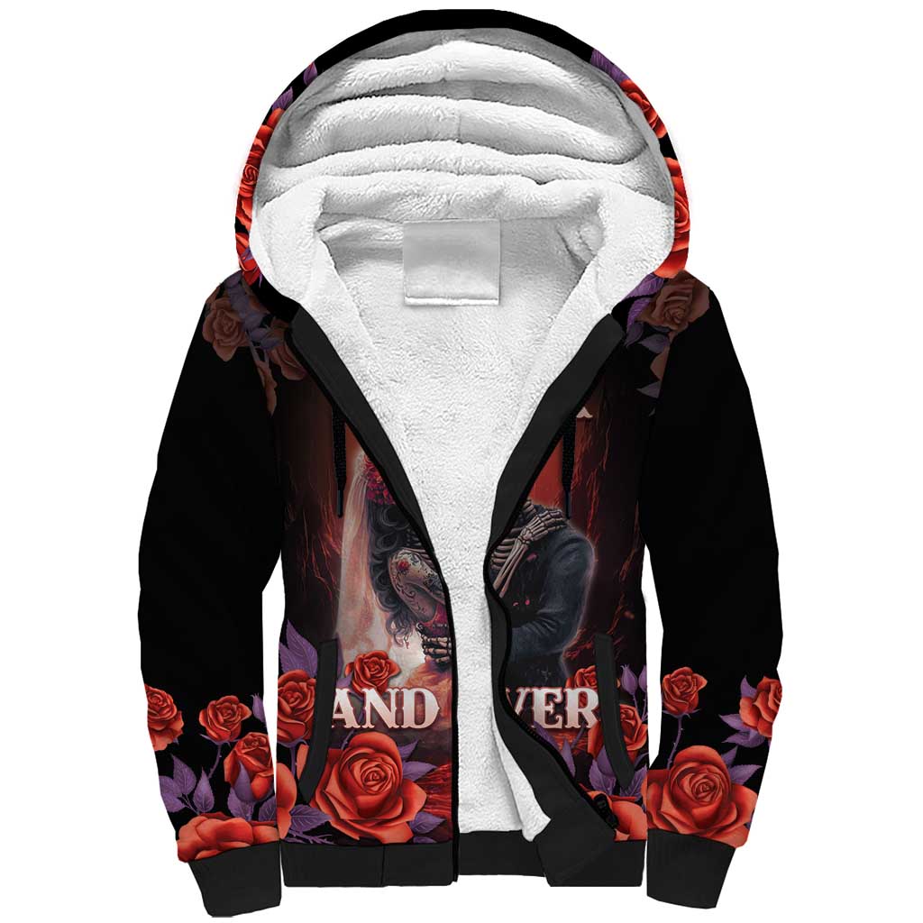 Personalised Day of Dead Couple Sugar Skull Sherpa Hoodie Forever and Ever! LT05 - Wonder Print Shop