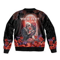 Personalised Day of Dead Couple Sugar Skull Sleeve Zip Bomber Jacket Forever and Ever! LT05 - Wonder Print Shop