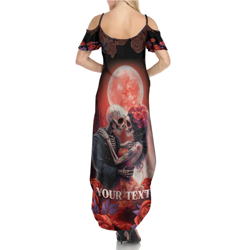Personalised Day of Dead Couple Sugar Skull Summer Maxi Dress Forever and Ever! LT05 - Wonder Print Shop