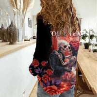 Personalised Day of Dead Couple Sugar Skull Women Casual Shirt Forever and Ever! LT05 - Wonder Print Shop