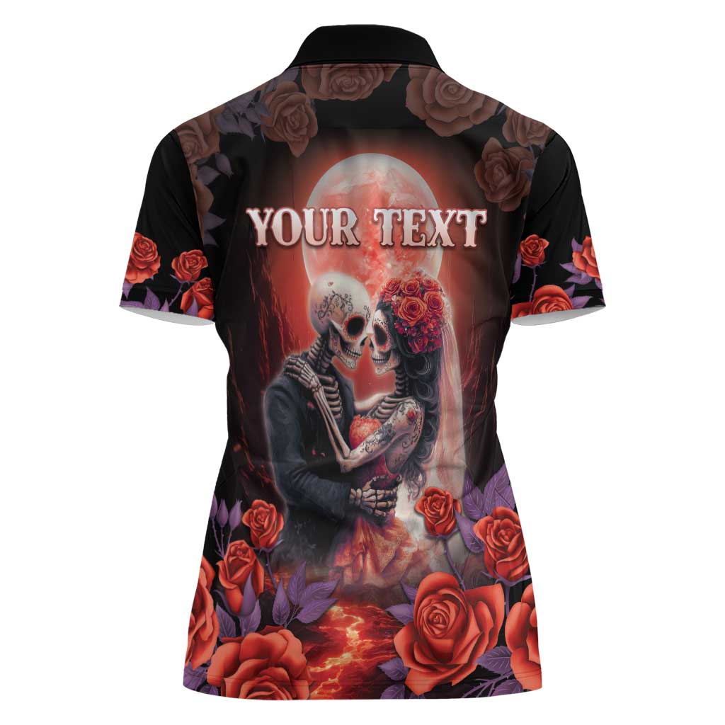 Personalised Day of Dead Couple Sugar Skull Women Polo Shirt Forever and Ever! LT05 - Wonder Print Shop