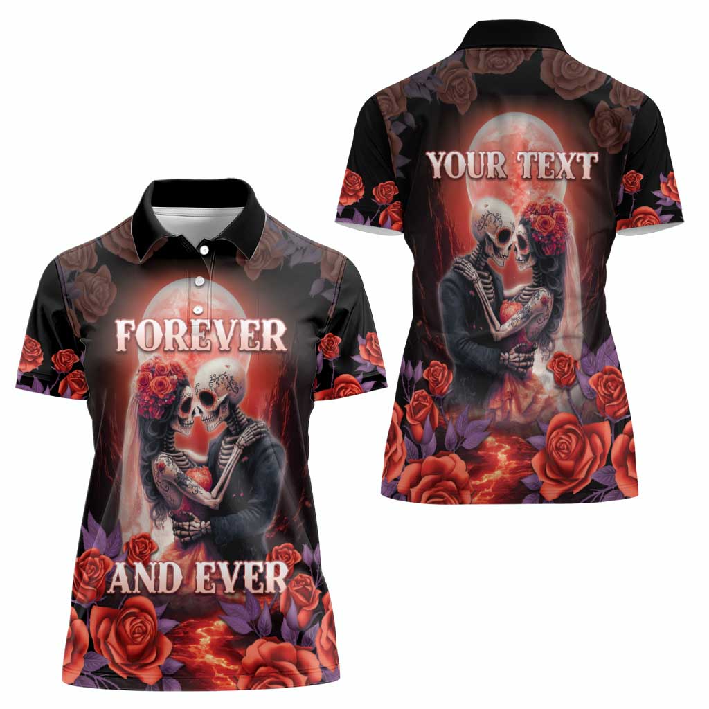 Personalised Day of Dead Couple Sugar Skull Women Polo Shirt Forever and Ever! LT05 - Wonder Print Shop