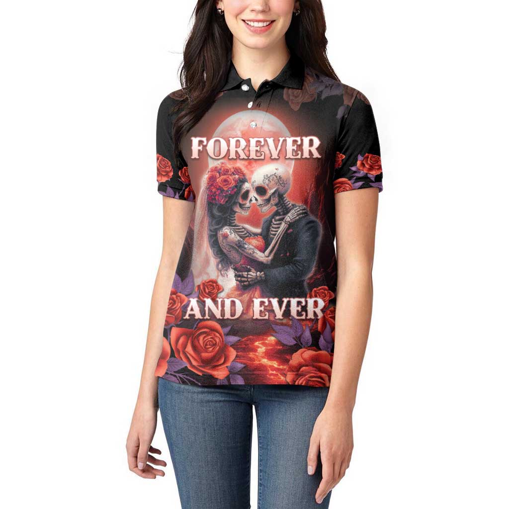 Personalised Day of Dead Couple Sugar Skull Women Polo Shirt Forever and Ever! LT05 - Wonder Print Shop