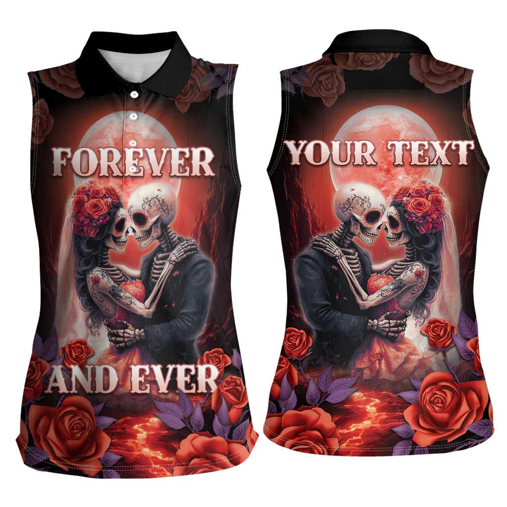 Personalised Day of Dead Couple Sugar Skull Women Sleeveless Polo Shirt Forever and Ever! LT05 - Wonder Print Shop