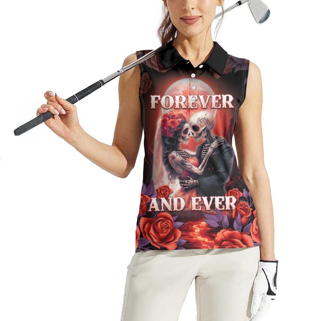 Personalised Day of Dead Couple Sugar Skull Women Sleeveless Polo Shirt Forever and Ever! LT05 - Wonder Print Shop