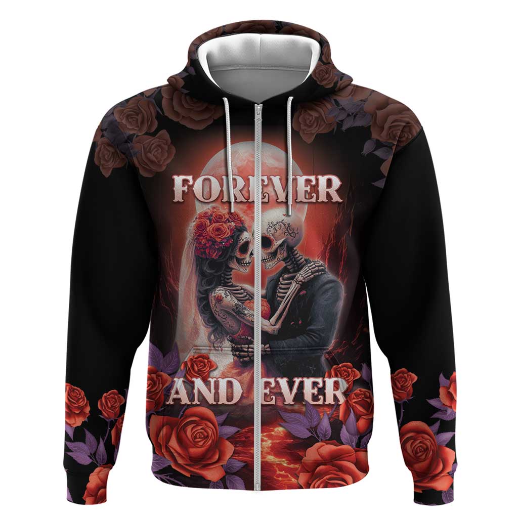 Personalised Day of Dead Couple Sugar Skull Zip Hoodie Forever and Ever! LT05 - Wonder Print Shop