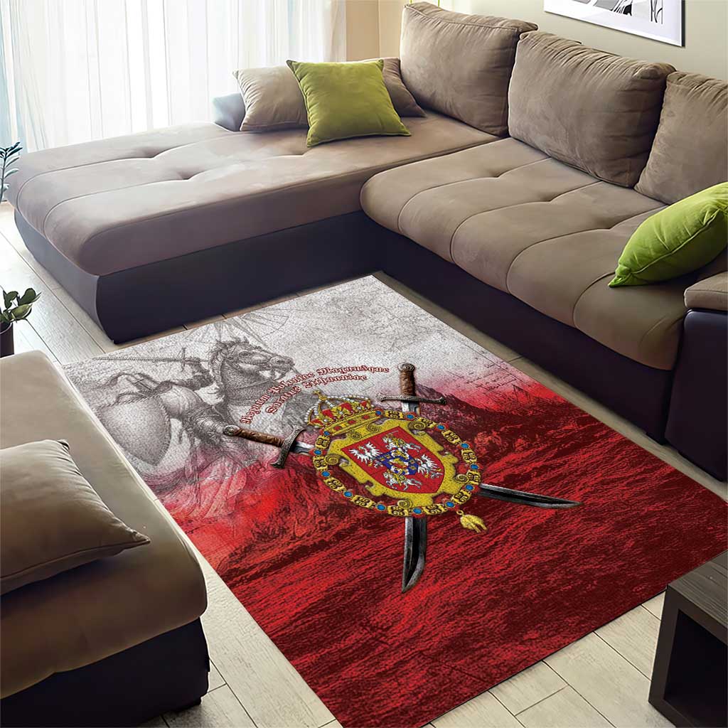 Polish-Lithuanian Commonwealth Area Rug Medieval Royal Coat Of Arms Heritage