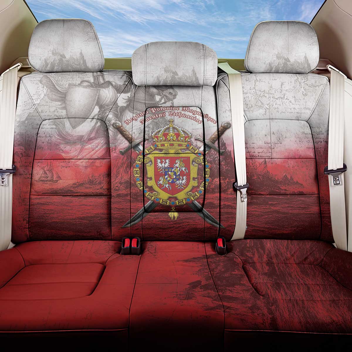 Polish-Lithuanian Commonwealth Back Car Seat Cover Medieval Royal Coat Of Arms Heritage