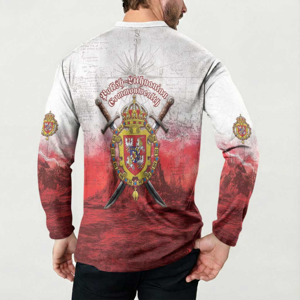 Polish-Lithuanian Commonwealth Button Sweatshirt Medieval Royal Coat Of Arms Heritage