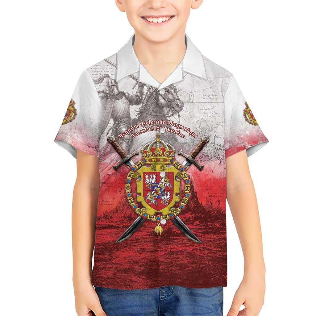 Polish-Lithuanian Commonwealth Kid Hawaiian Shirt Medieval Royal Coat Of Arms Heritage