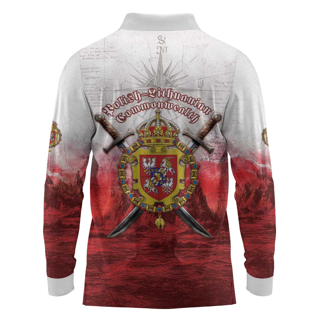 Polish-Lithuanian Commonwealth Long Sleeve Polo Shirt Medieval Royal Coat Of Arms Heritage