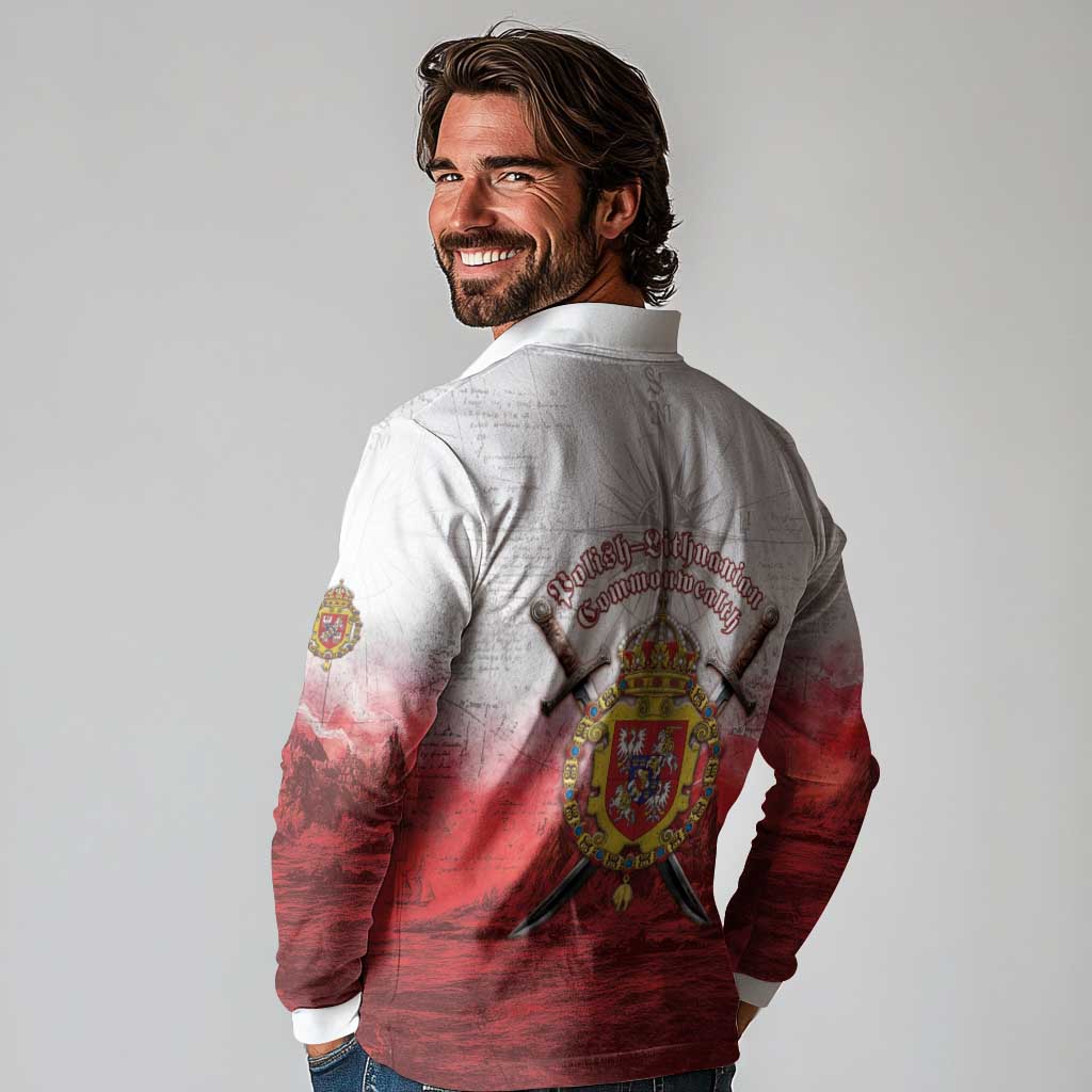 Polish-Lithuanian Commonwealth Long Sleeve Polo Shirt Medieval Royal Coat Of Arms Heritage