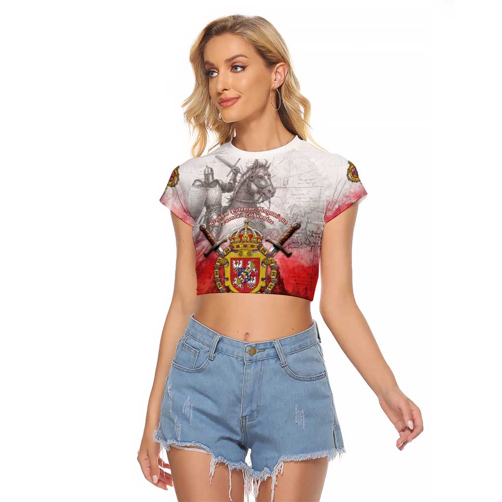 Polish-Lithuanian Commonwealth Raglan Cropped T Shirt Medieval Royal Coat Of Arms Heritage
