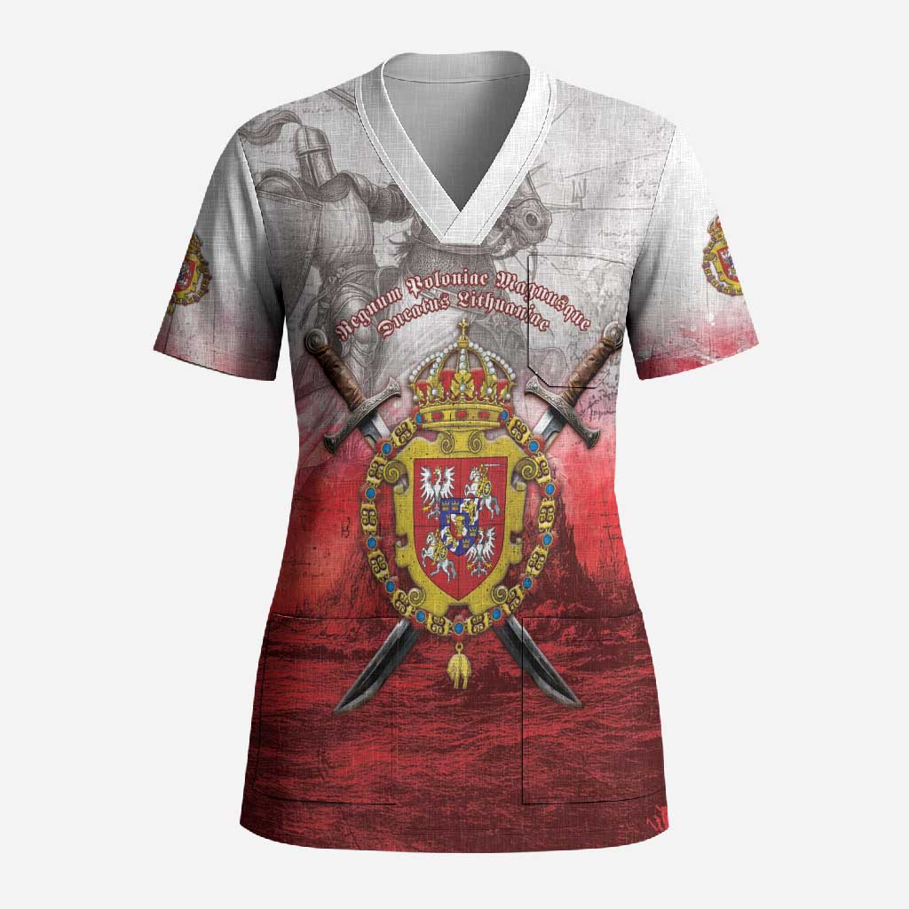 Polish-Lithuanian Commonwealth Scrub Top Medieval Royal Coat Of Arms Heritage