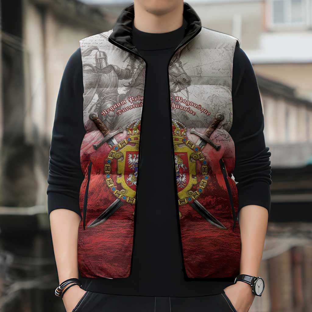 Polish-Lithuanian Commonwealth Sleeveless Puffer Jacket Medieval Royal Coat Of Arms Heritage