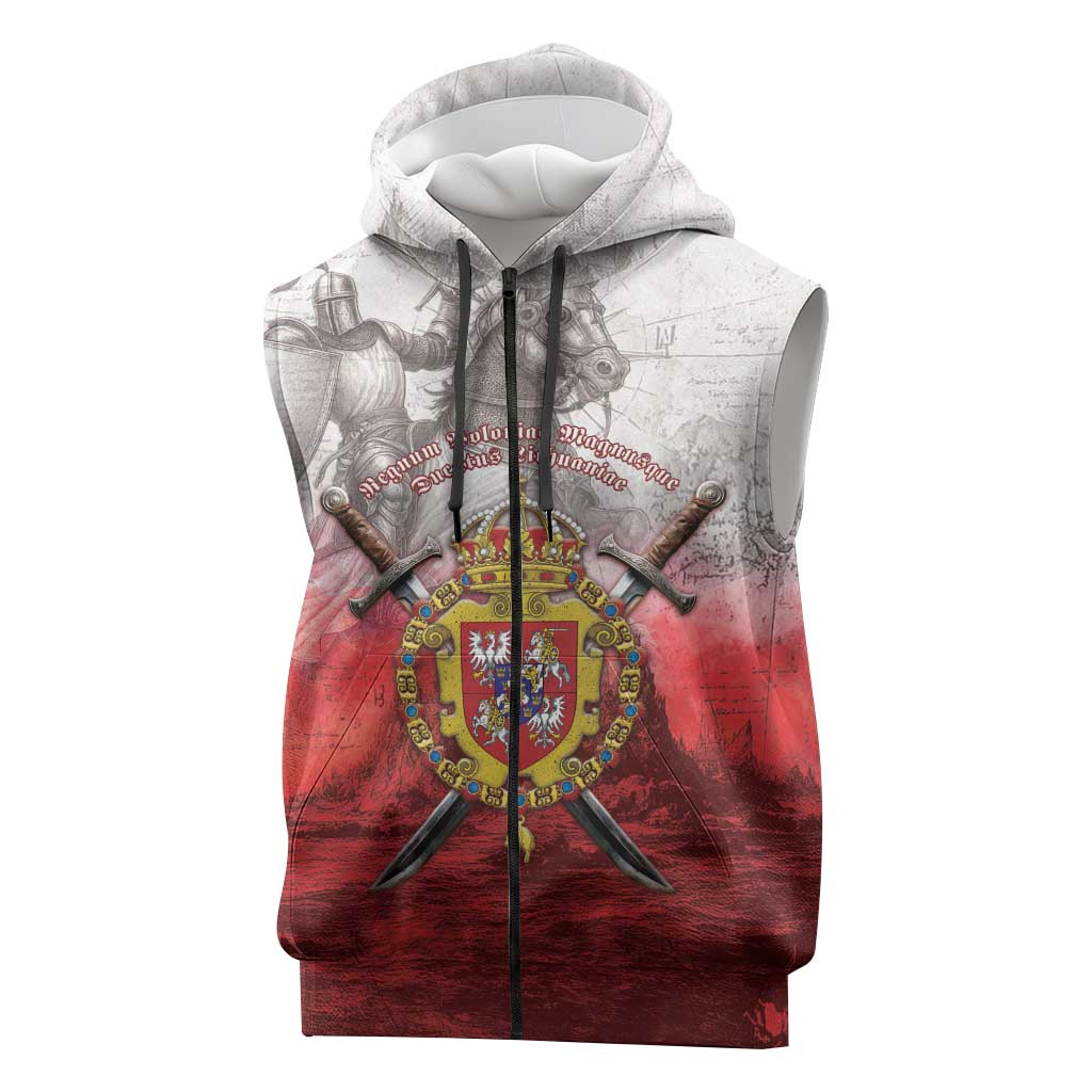 Polish-Lithuanian Commonwealth Sleeveless Zip Hoodie Medieval Royal Coat Of Arms Heritage