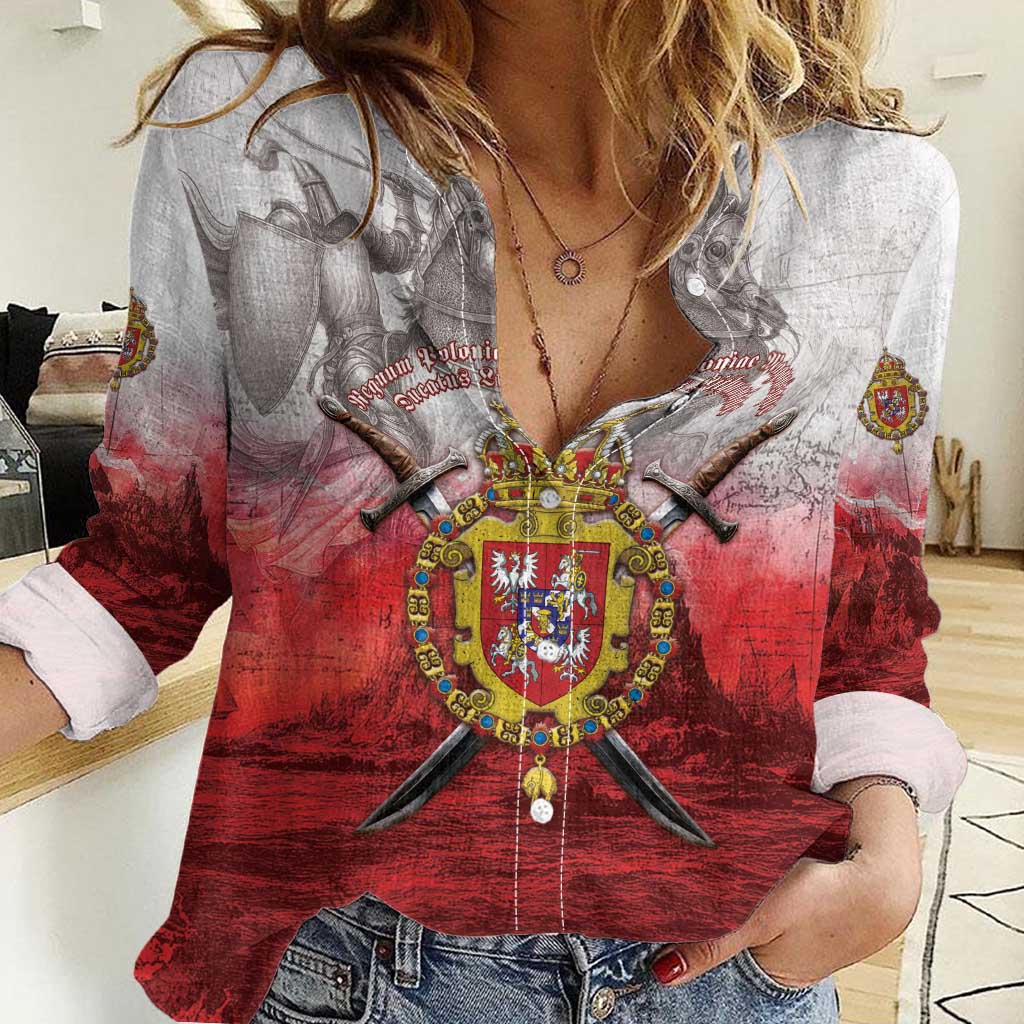 Polish-Lithuanian Commonwealth Women Casual Shirt Medieval Royal Coat Of Arms Heritage