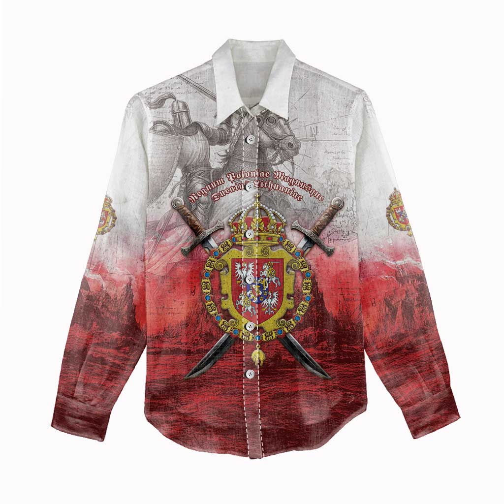Polish-Lithuanian Commonwealth Women Casual Shirt Medieval Royal Coat Of Arms Heritage