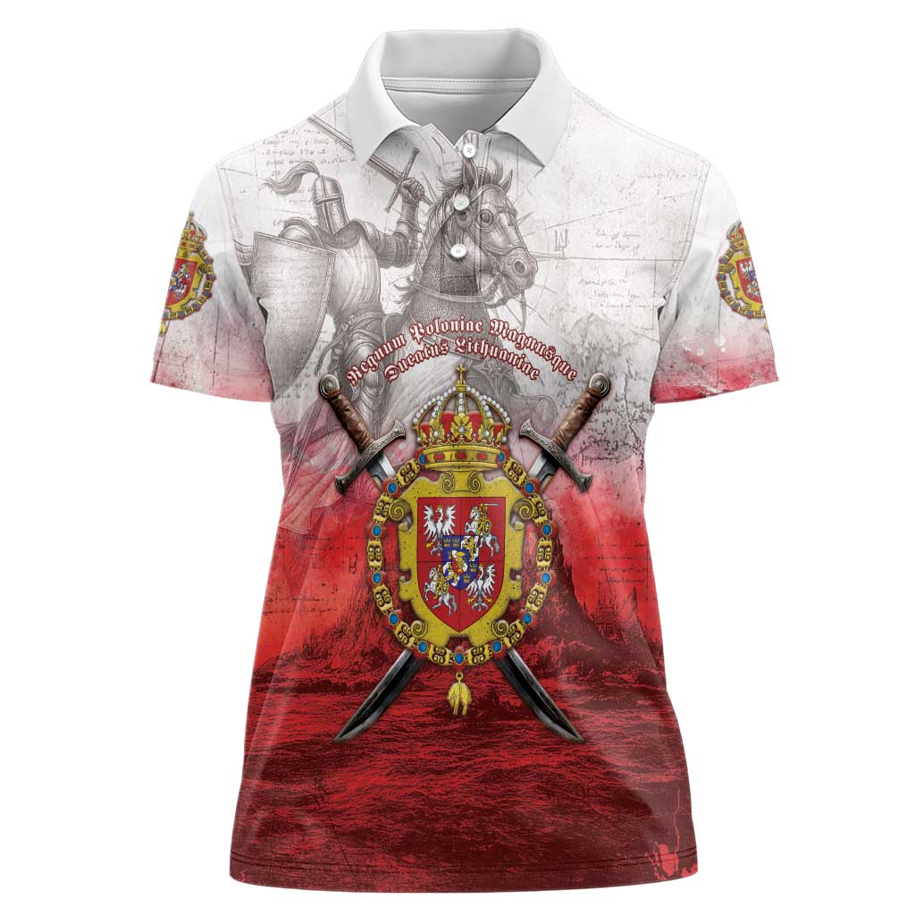 Polish-Lithuanian Commonwealth Women Polo Shirt Medieval Royal Coat Of Arms Heritage