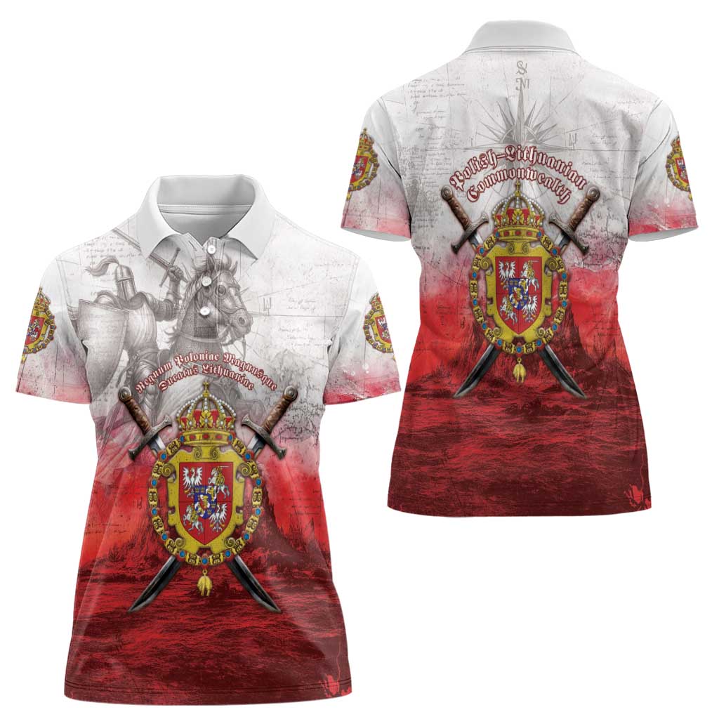 Polish-Lithuanian Commonwealth Women Polo Shirt Medieval Royal Coat Of Arms Heritage