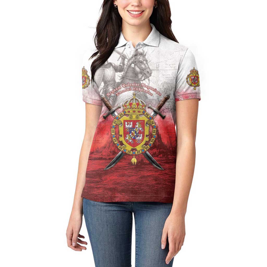 Polish-Lithuanian Commonwealth Women Polo Shirt Medieval Royal Coat Of Arms Heritage