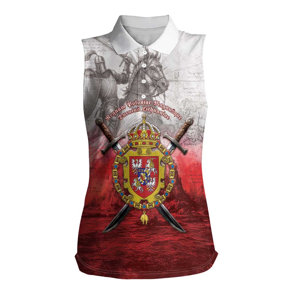 Polish-Lithuanian Commonwealth Women Sleeveless Polo Shirt Medieval Royal Coat Of Arms Heritage