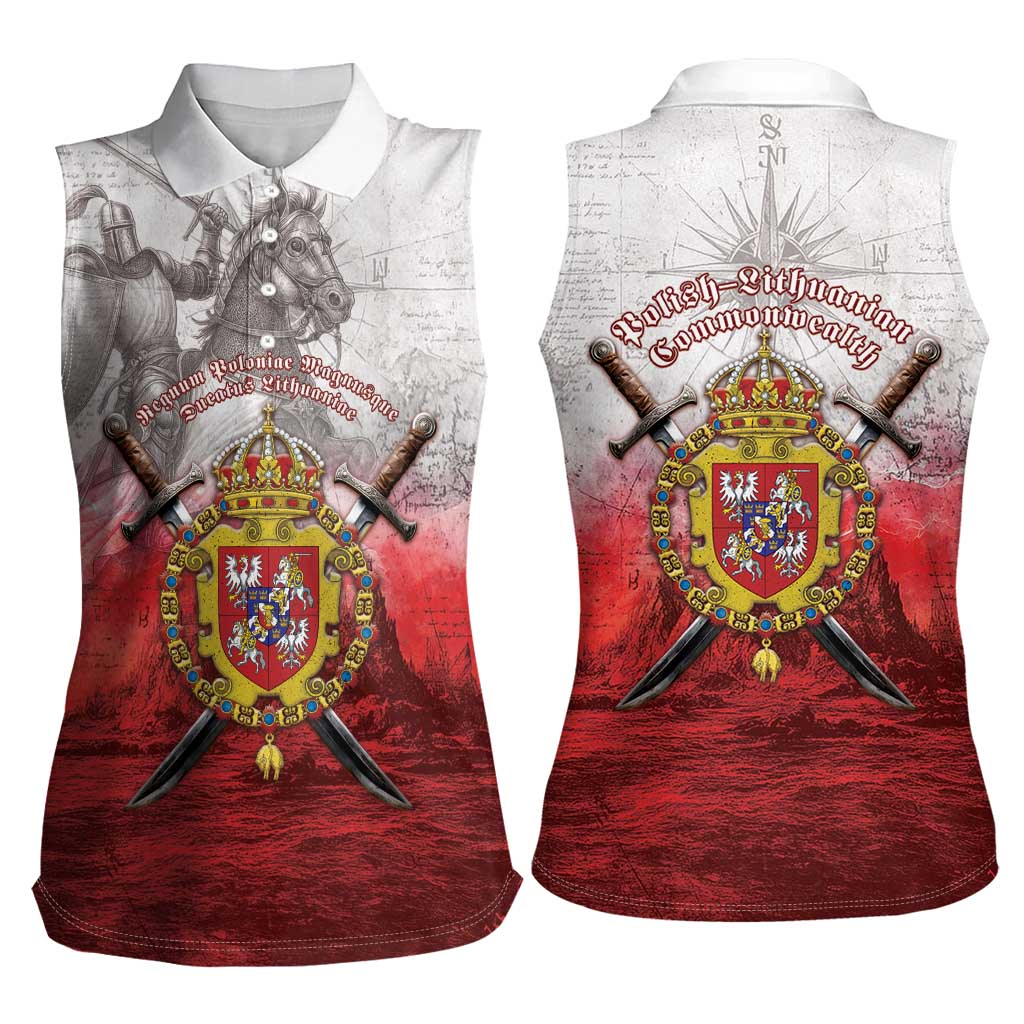 Polish-Lithuanian Commonwealth Women Sleeveless Polo Shirt Medieval Royal Coat Of Arms Heritage