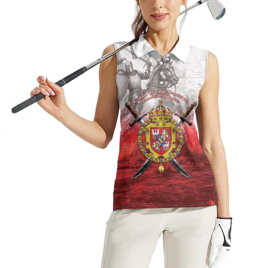 Polish-Lithuanian Commonwealth Women Sleeveless Polo Shirt Medieval Royal Coat Of Arms Heritage