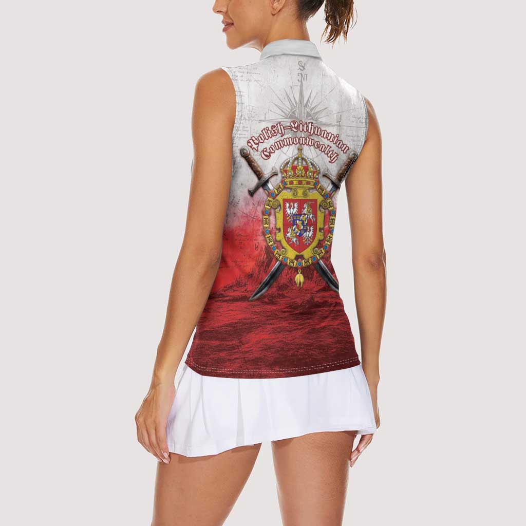 Polish-Lithuanian Commonwealth Women Sleeveless Polo Shirt Medieval Royal Coat Of Arms Heritage
