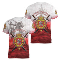 Polish-Lithuanian Commonwealth Women V-Neck T-Shirt Medieval Royal Coat Of Arms Heritage