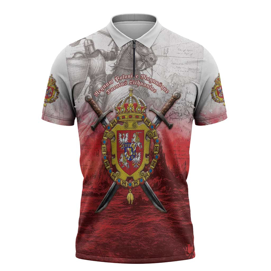 Polish-Lithuanian Commonwealth Zipper Polo Shirt Medieval Royal Coat Of Arms Heritage