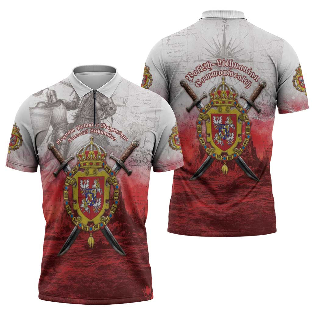 Polish-Lithuanian Commonwealth Zipper Polo Shirt Medieval Royal Coat Of Arms Heritage